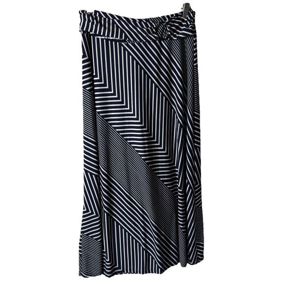 Robert Louis Maxi Skirt Women's Large Blue Polyester‎ Stretch Striped Buckle - Picture 1 of 6